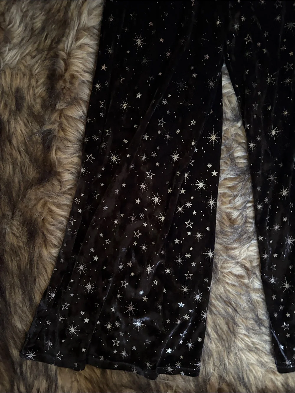 Justice Black Velvet Silver Star Print One-Shoulder Jumpsuit Size S 7/8 Holiday